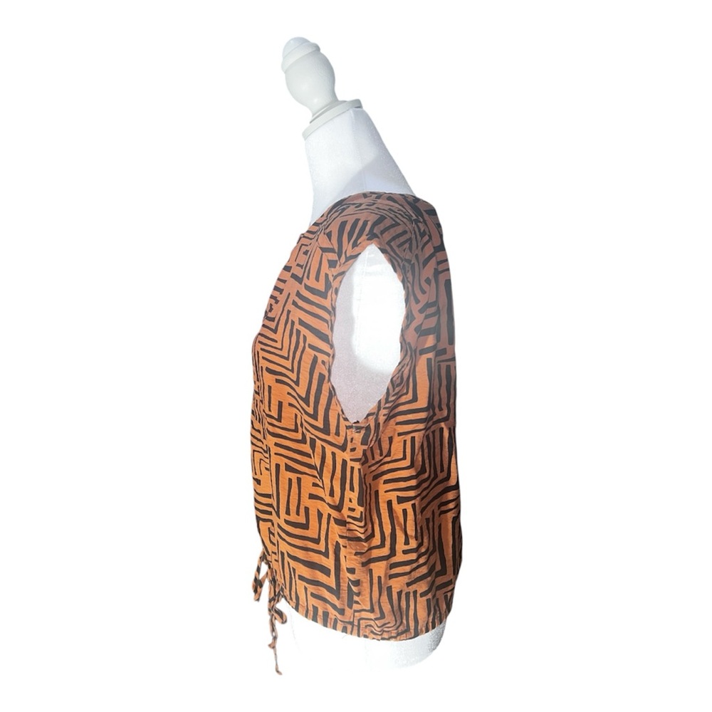 Nine West Geometric Patterned Orange Women's Top - Picture 3 of 10